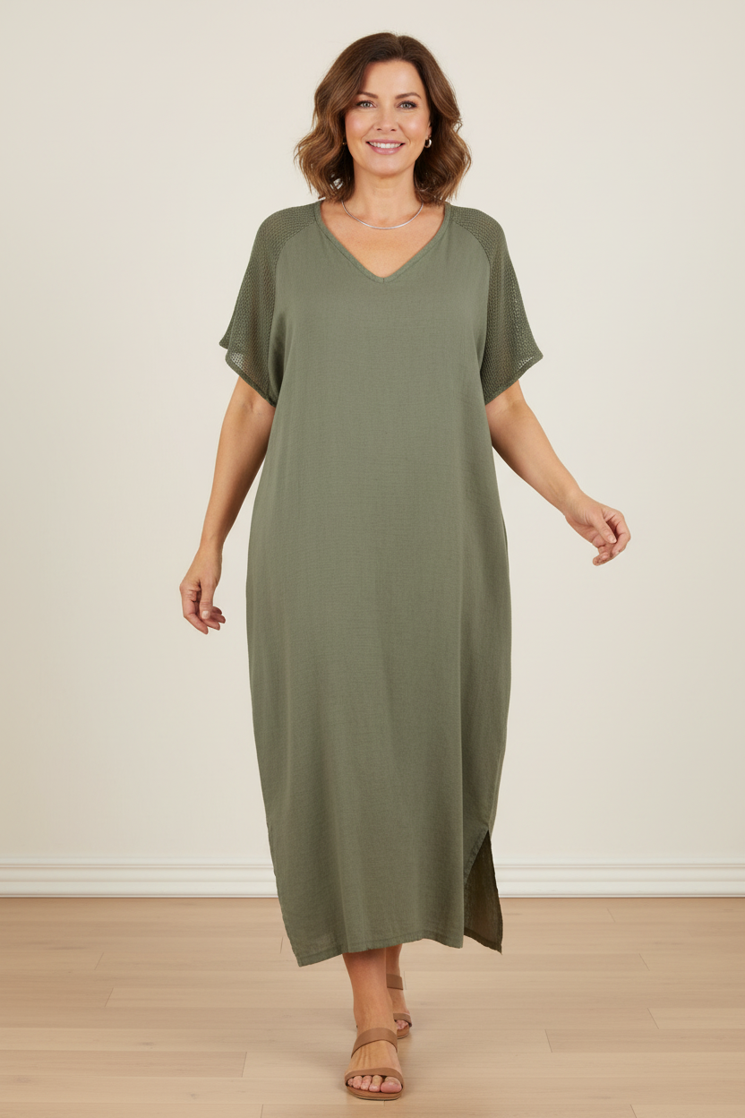 Tie Back Linen Dress