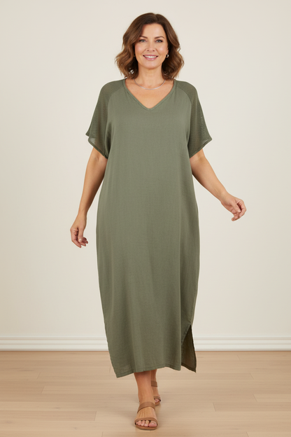 Tie Back Linen Dress