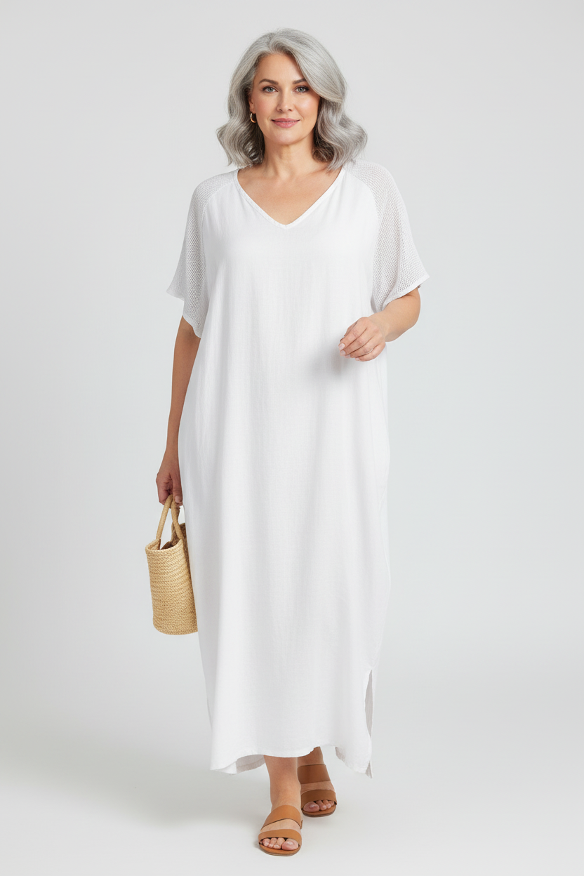 Tie Back Linen Dress