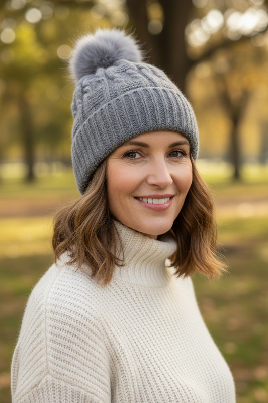 Fleece Lined Cable Knit Hat