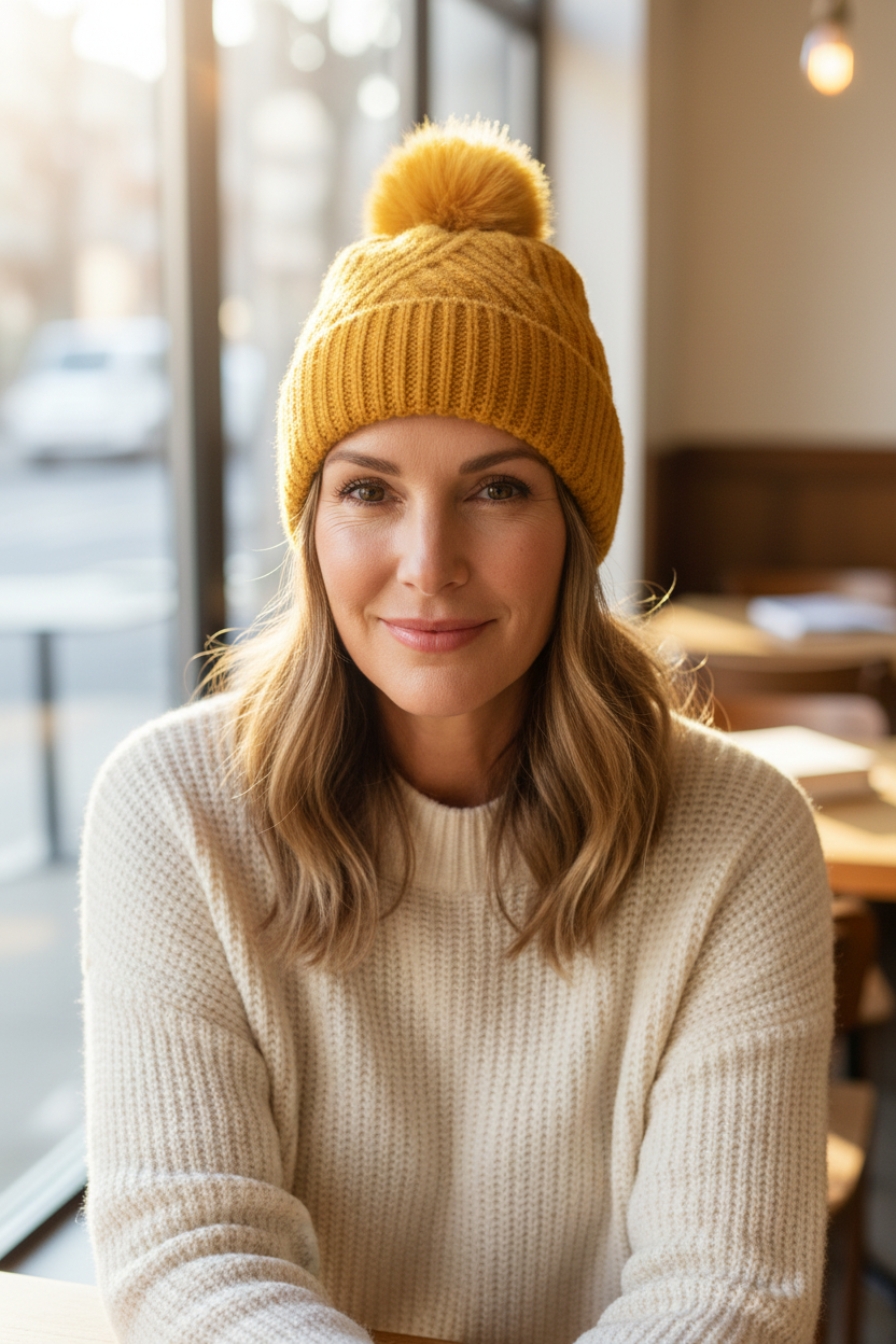 Stripe Cable Knit Beanie