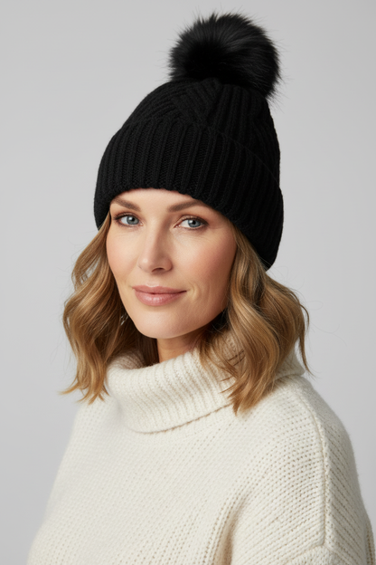 Stripe Cable Knit Beanie
