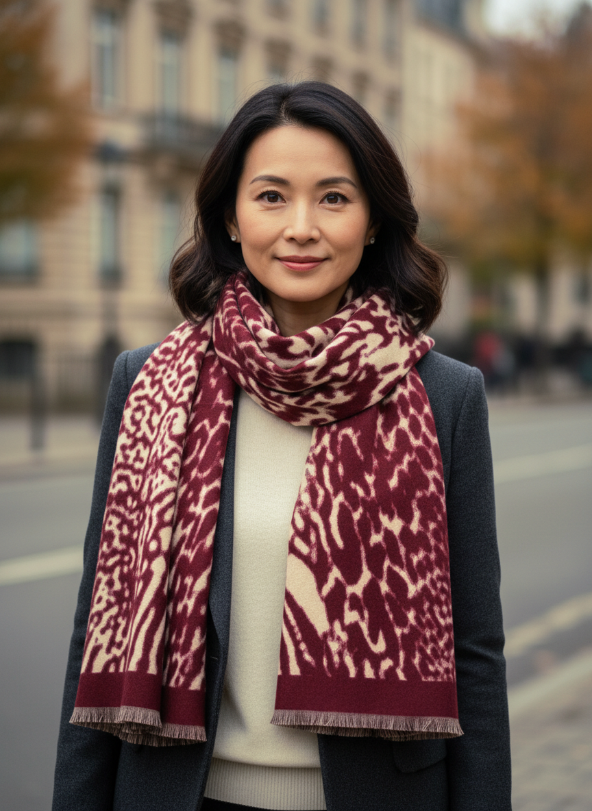 Abstract Leopard Print Cashmere Scarf