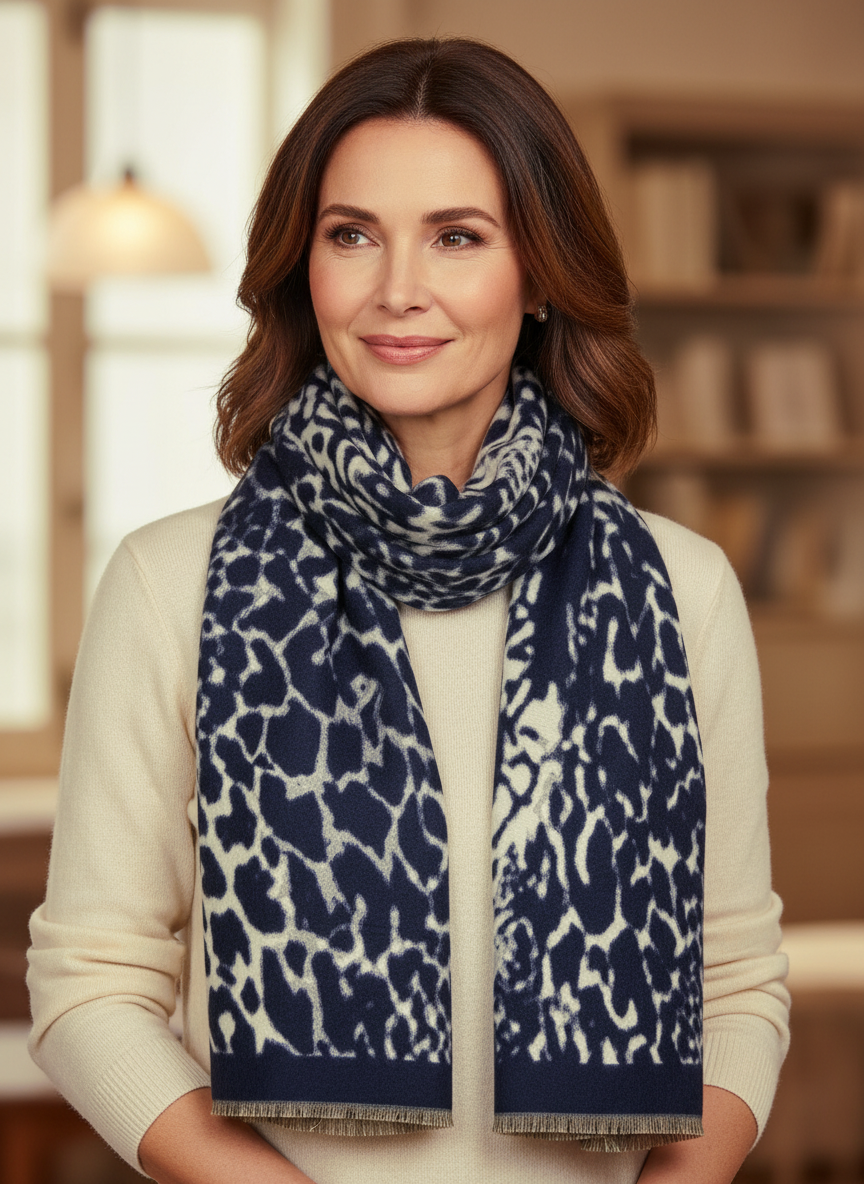 Abstract Leopard Print Cashmere Scarf