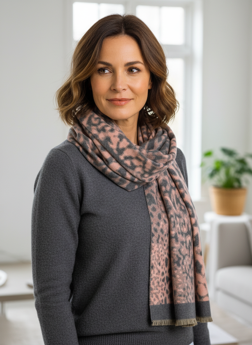 Abstract Leopard Print Cashmere Scarf