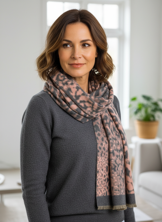 Abstract Leopard Print Cashmere Scarf