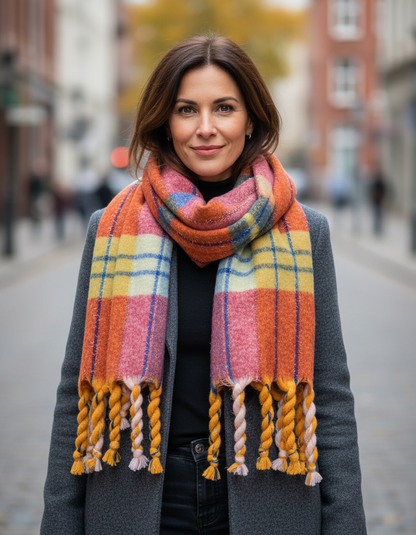Lurex Woven Tartan Scarf