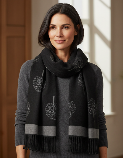 Tree Of Life Tassel Cashmere Scarf
