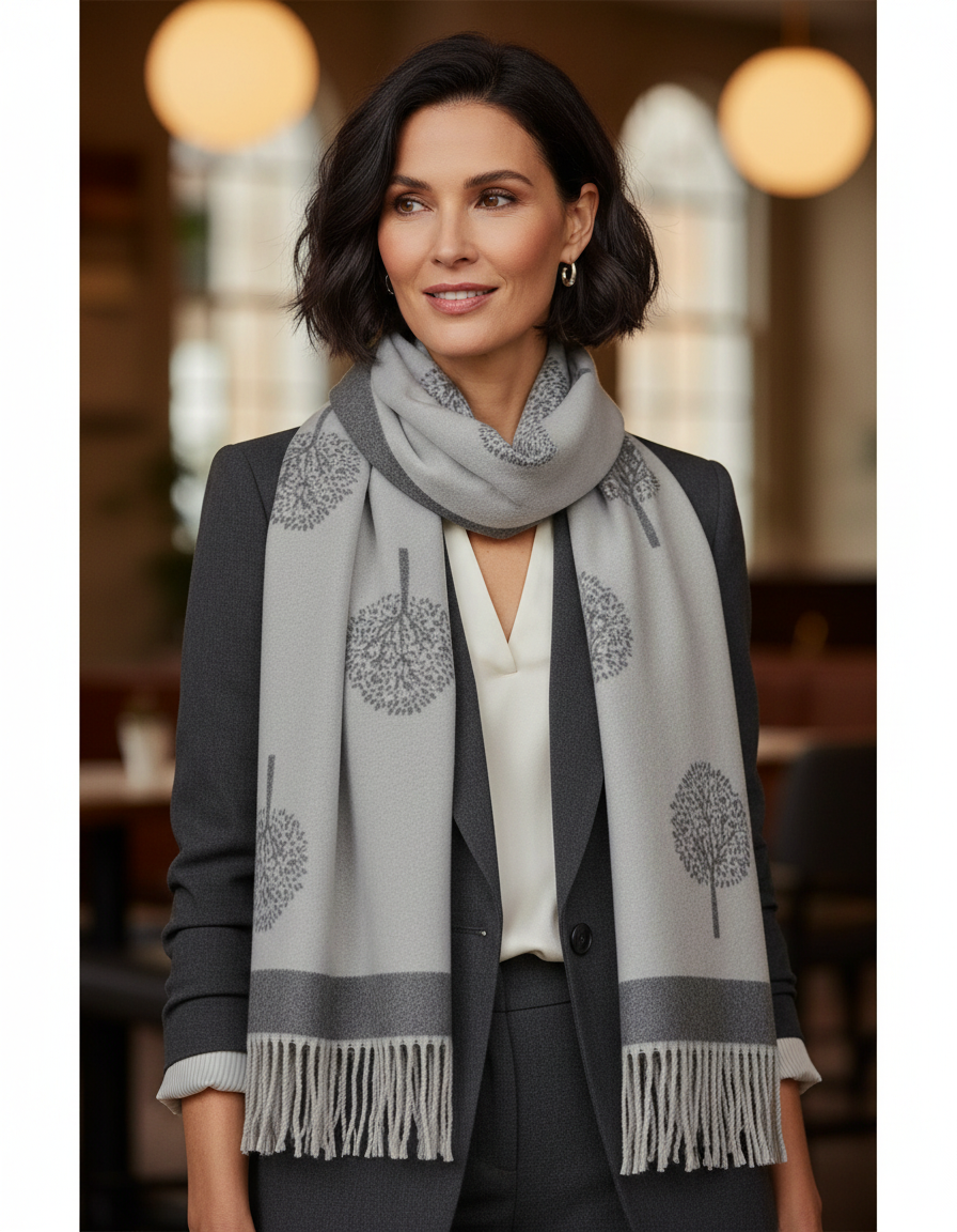 Tree Of Life Tassel Cashmere Scarf