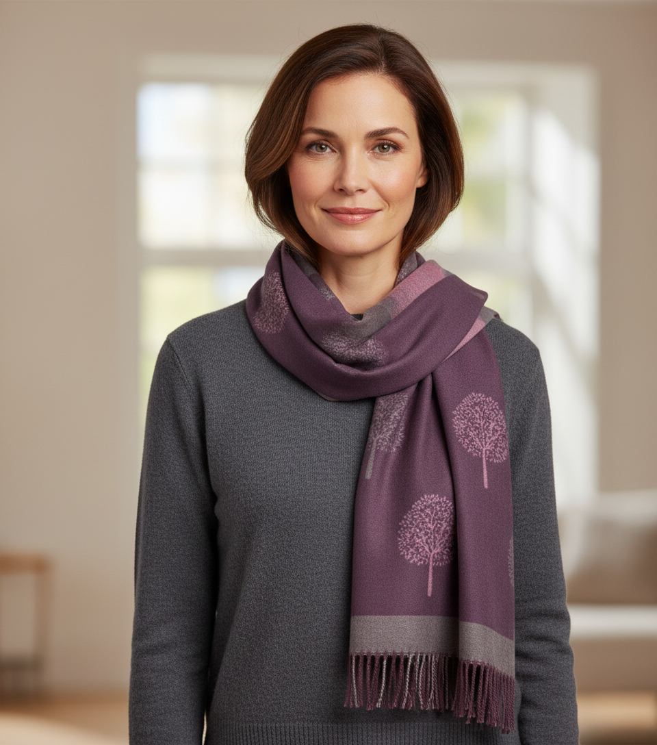 Tree Of Life Tassel Cashmere Scarf