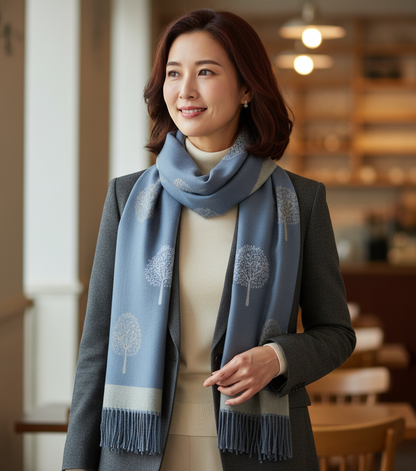 Tree Of Life Tassel Cashmere Scarf