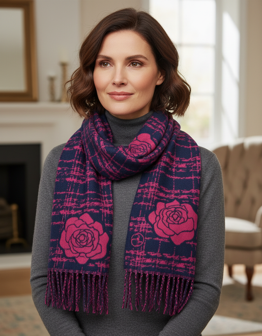 Rose Pattern Cashmere Scarf