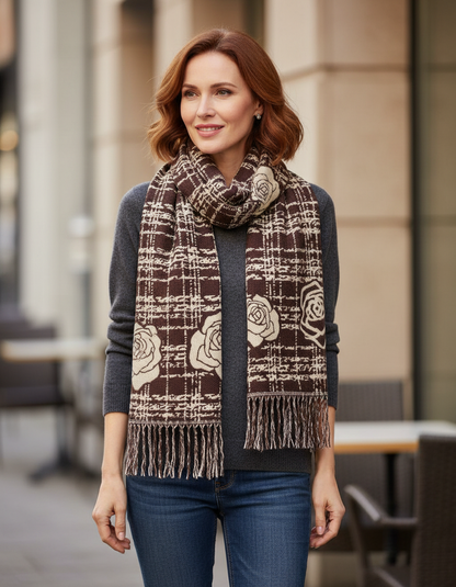 Rose Pattern Cashmere Scarf