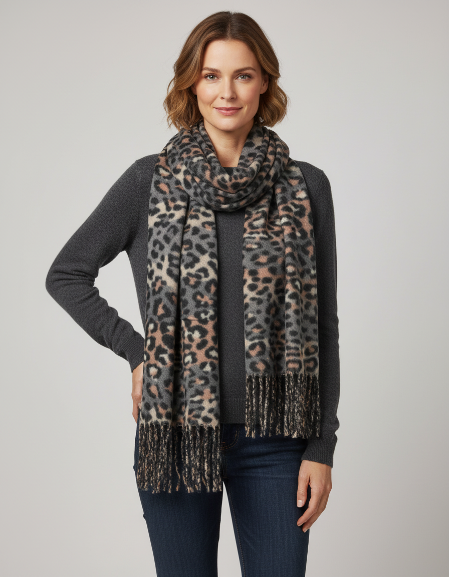 Leopard Print Cashmere Scarf