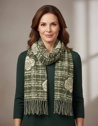 Rose Pattern Cashmere Scarf