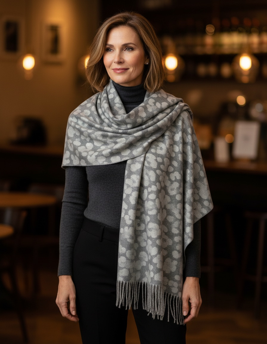 Leopard Lurex Cashmere Scarf