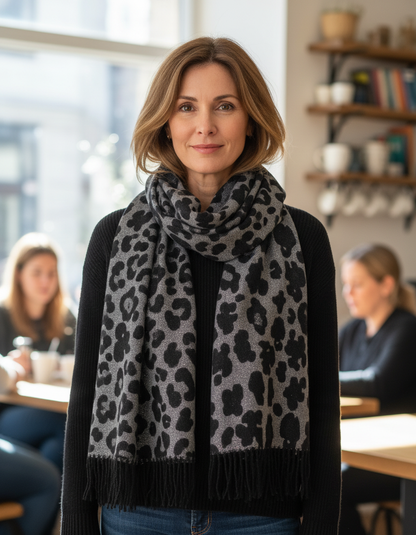 Leopard Lurex Cashmere Scarf