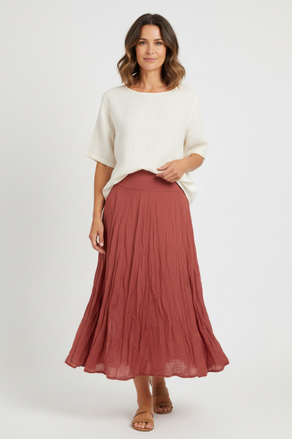 Cotton Panel Midi Skirt