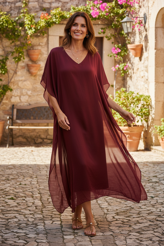 Batwing Silk Kaftan Midi