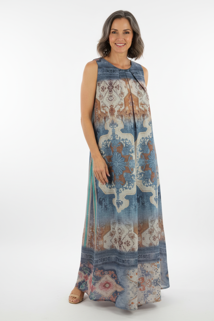 Abstract Print Maxi Dress
