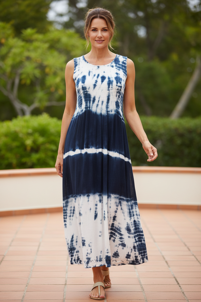 Sleeveless Tie Dye Midi