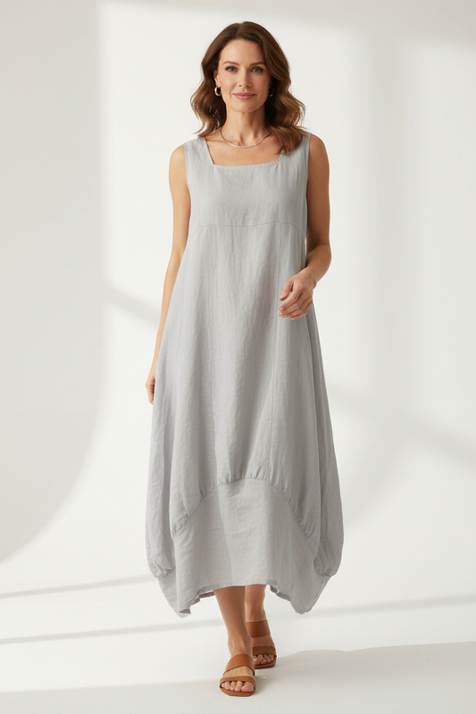 Square Neck Linen Dress