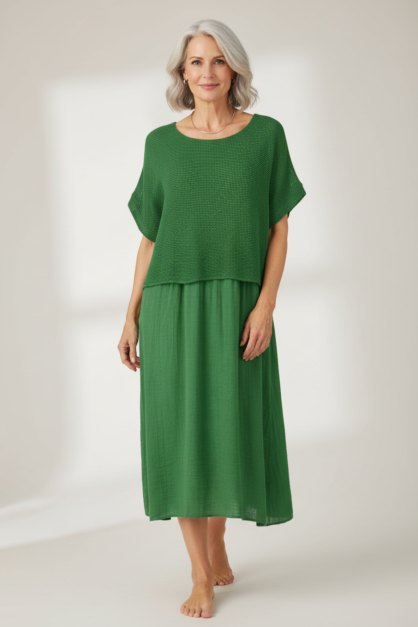 Mesh Shrug Cotton Midi