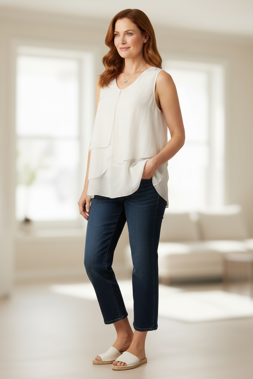 Flap Detail Silk Top