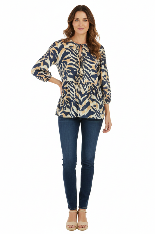 Zebra Print 3 Tie Top