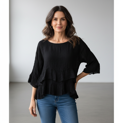 Frill Hem Linen Top