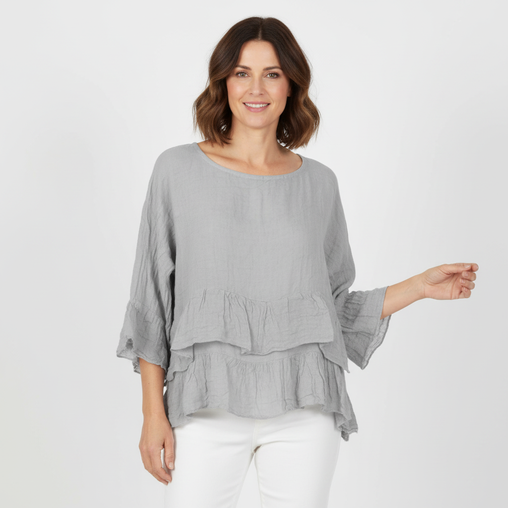 Frill Hem Linen Top
