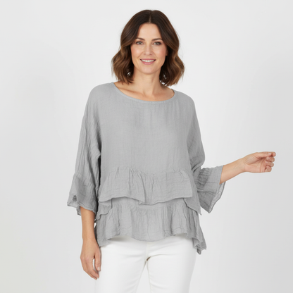 Frill Hem Linen Top