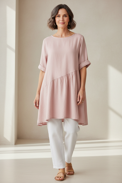 Pleat Panel Linen Tunic