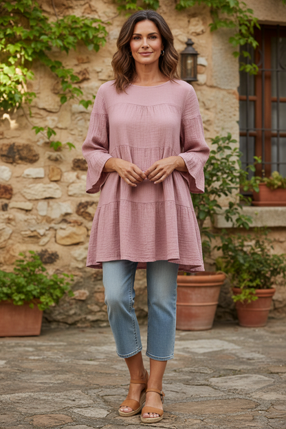 Tiered Teabag Linen Tunic