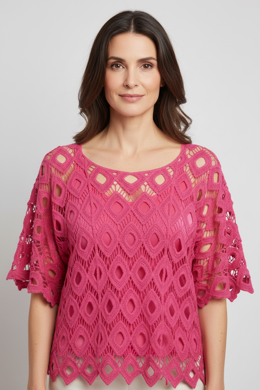 Diamond Crochet Top with Vest