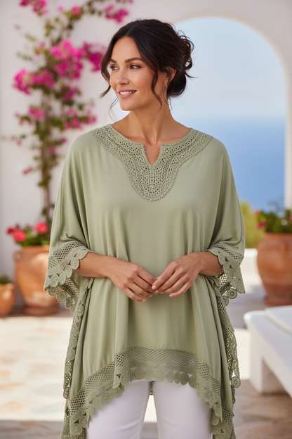 Crochet Trim Kaftan Top