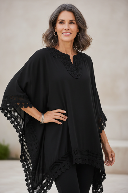 Crochet Trim Kaftan Top