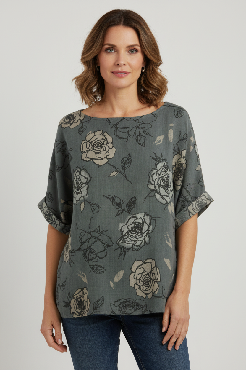 Rose Print Cotton Top