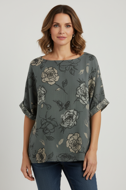 Rose Print Cotton Top