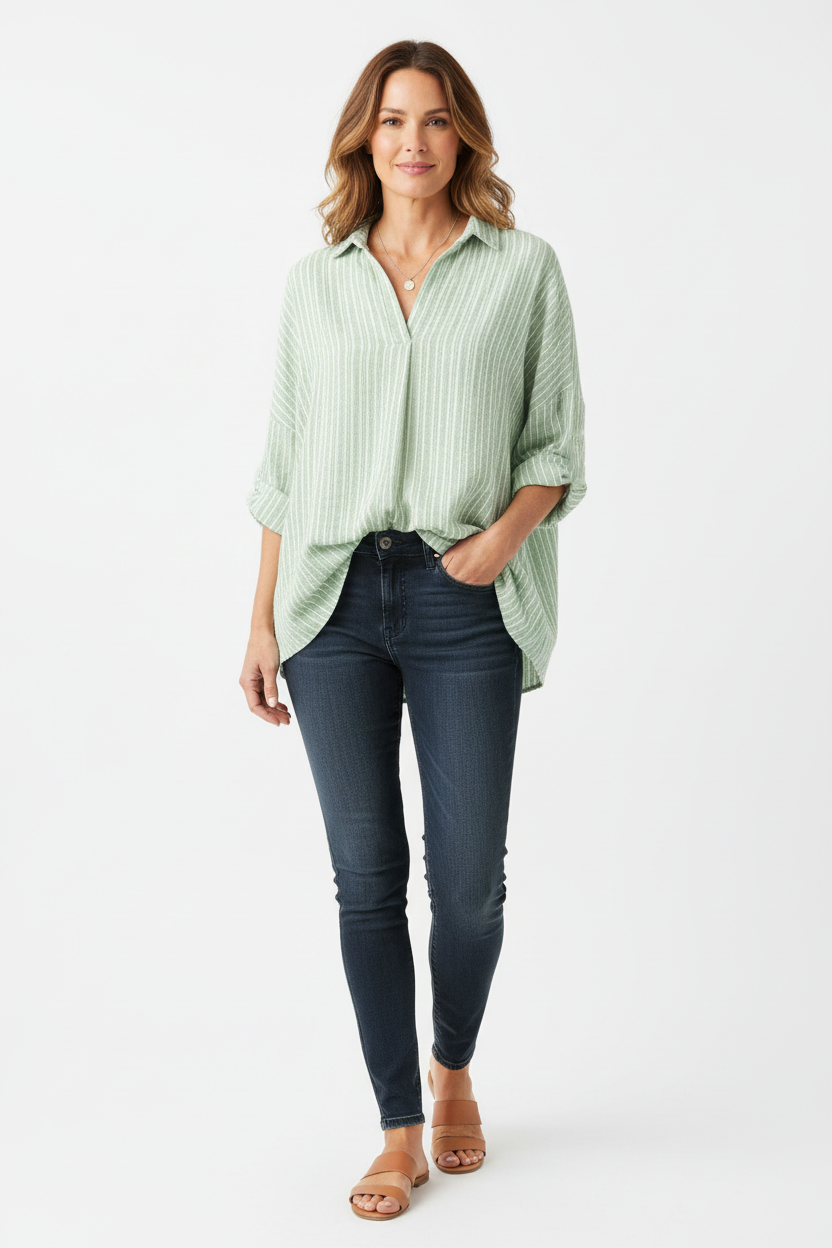 Collar Stripe Top