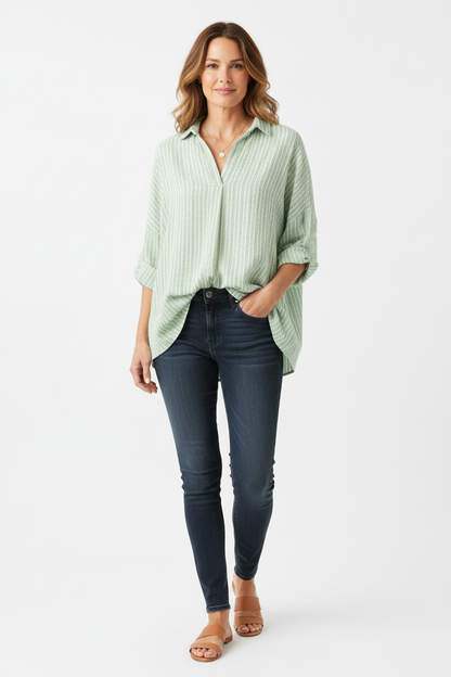 Collar Stripe Top