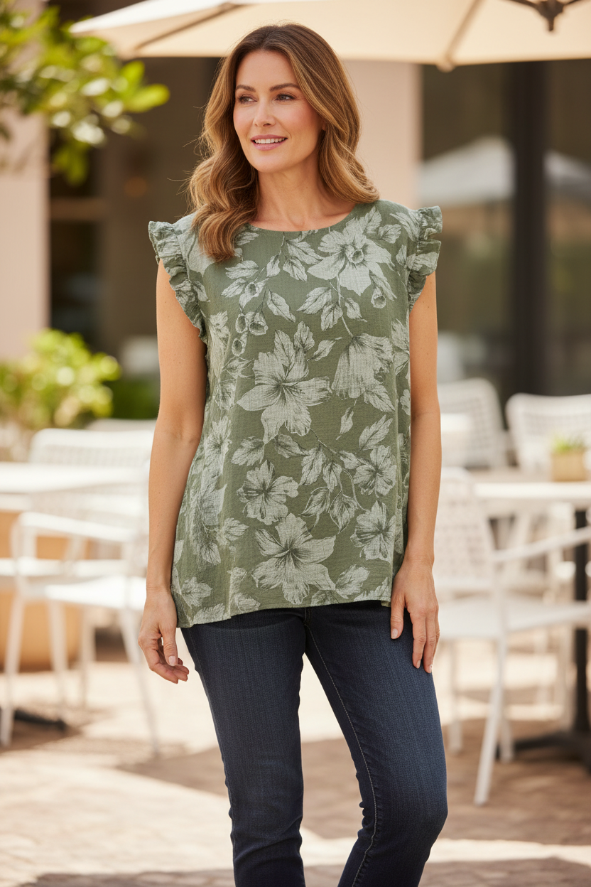 Floral Sleeveless Cotton Top