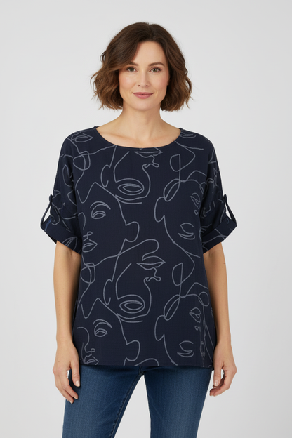 Abstract Face Print Top