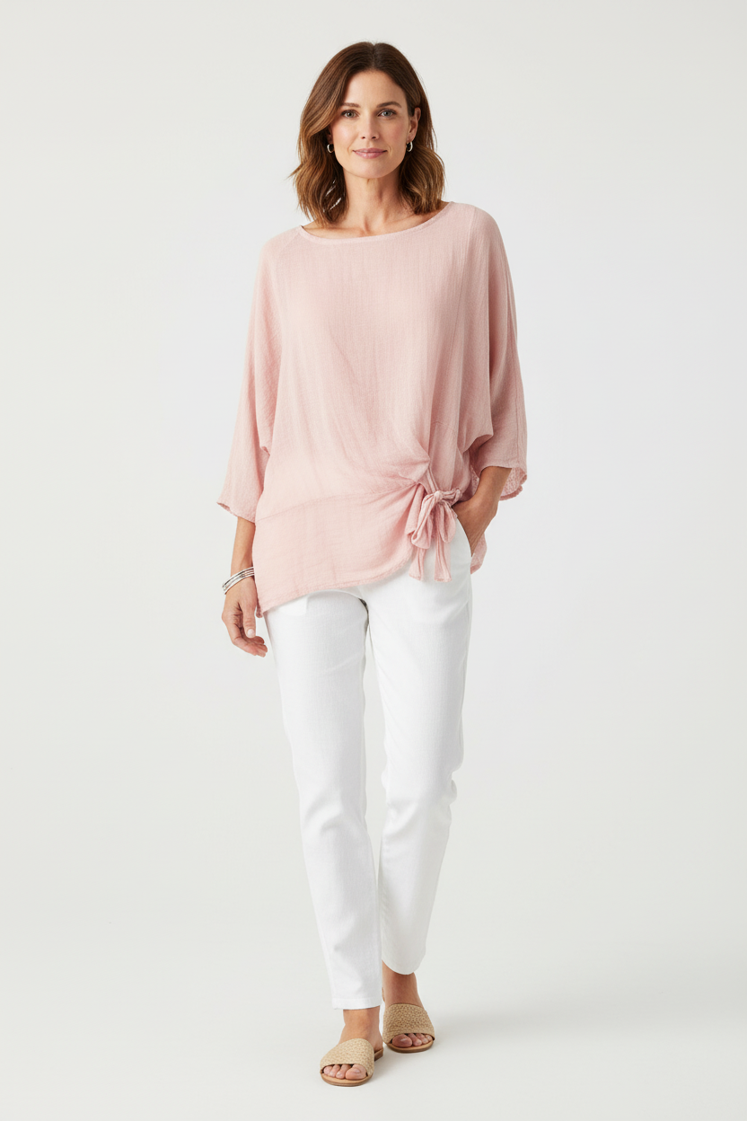 Side Tie Cotton Top