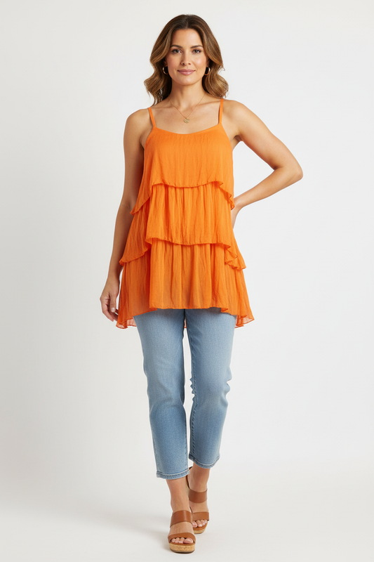 Ruffle Silk Vest