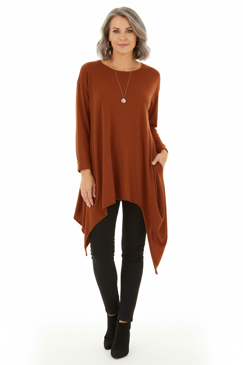 Asymmetric Hem Jersey Tunic