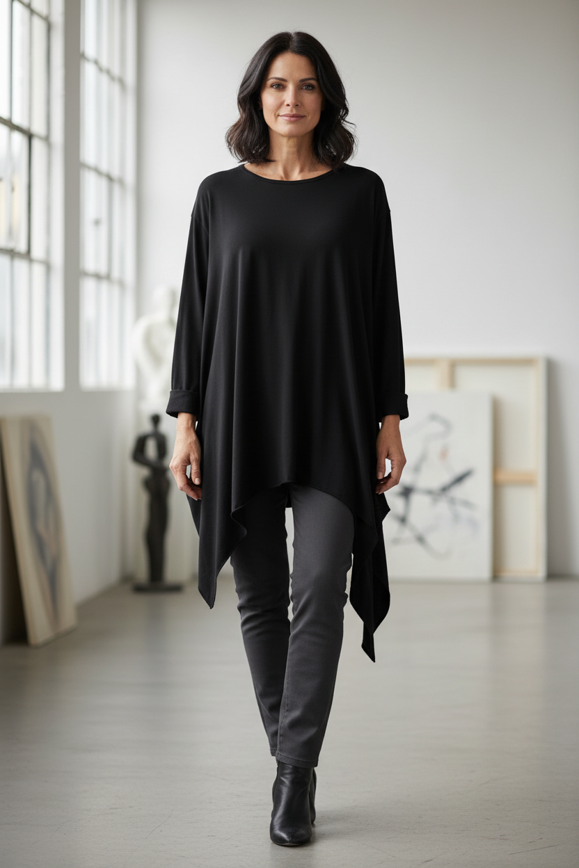 Asymmetric Hem Jersey Tunic
