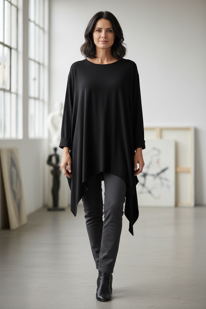 Asymmetric Hem Jersey Tunic