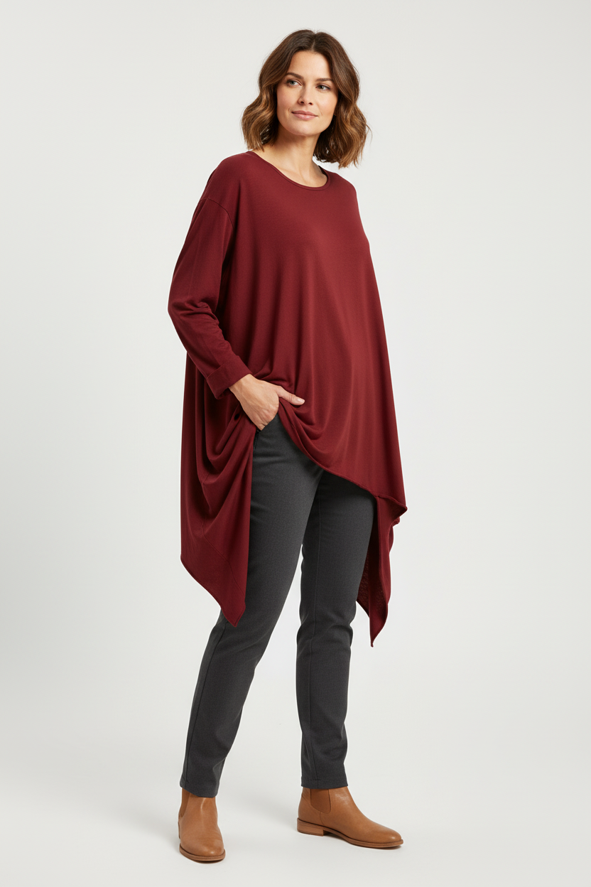 Asymmetric Hem Jersey Tunic