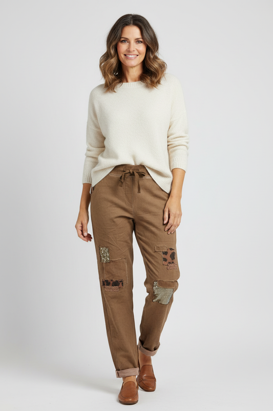 Leopard Sequin Patch Trouser